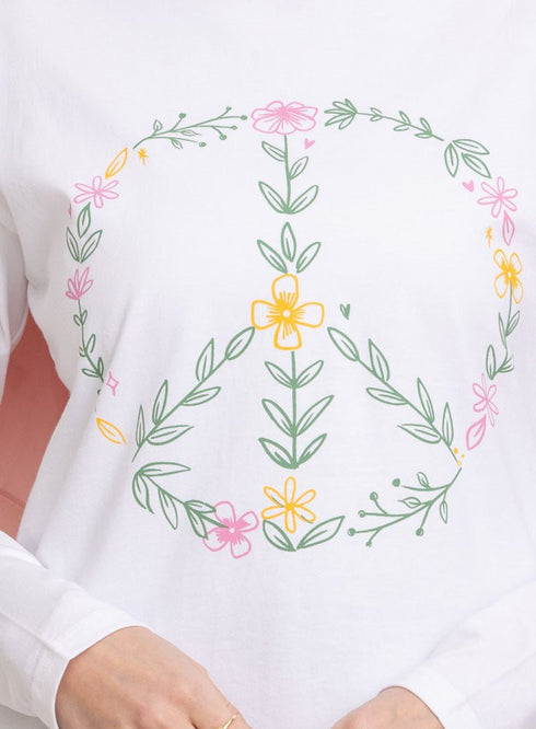 White Printed Long - Sleeve Design 23 - Khotwh