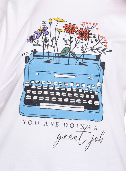 White Printed Long - Sleeve Design 23 - Khotwh