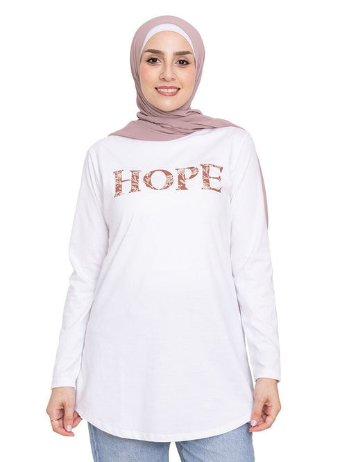 White Printed Long - Sleeve Design 25 - Khotwh