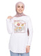 White Printed Long - Sleeve Design 26 - Khotwh