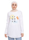 White Printed Long - Sleeve Design 35 - Khotwh
