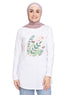 White Printed Long - Sleeve Design 36 - Khotwh