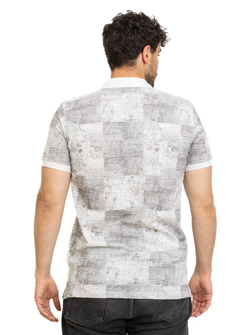 White Printed Polo Design 4 - Khotwh