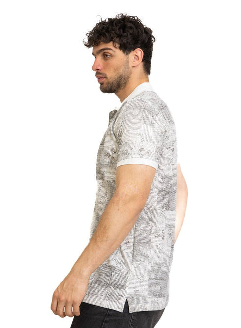 White Printed Polo Design 4 - Khotwh