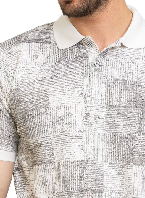 White Printed Polo Design 4 - Khotwh