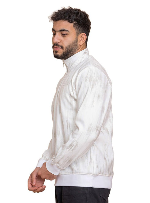 White Printed Quarter Zipper - Khotwh