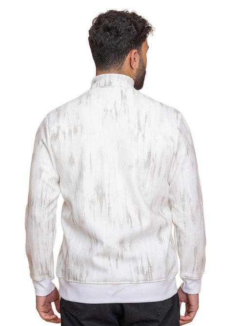 White Printed Quarter Zipper - Khotwh