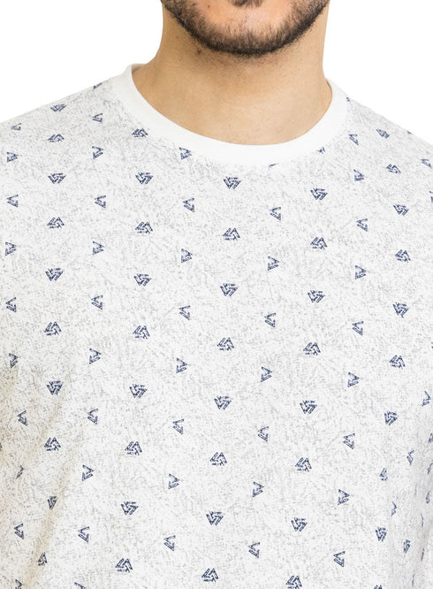 White Printed Round T-Shirt Design 1 - Khotwh