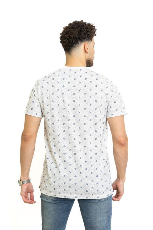 White Printed Round T-Shirt Design 1 - Khotwh