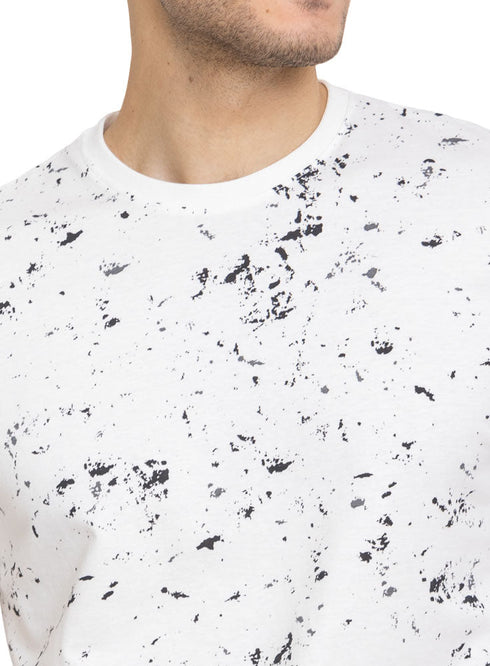 White Printed Round T-Shirt Design 6 - Khotwh