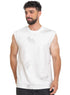 White Printed Sleeveless T-Shirt - Khotwh