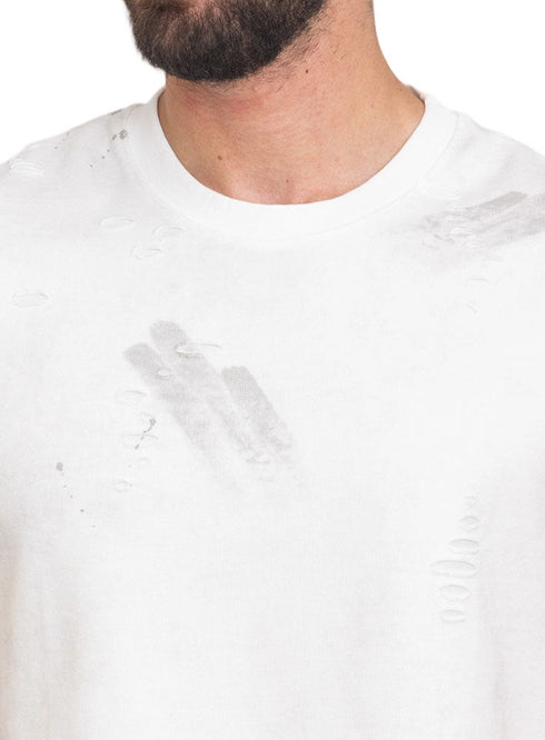 White Printed Sleeveless T-Shirt - Khotwh