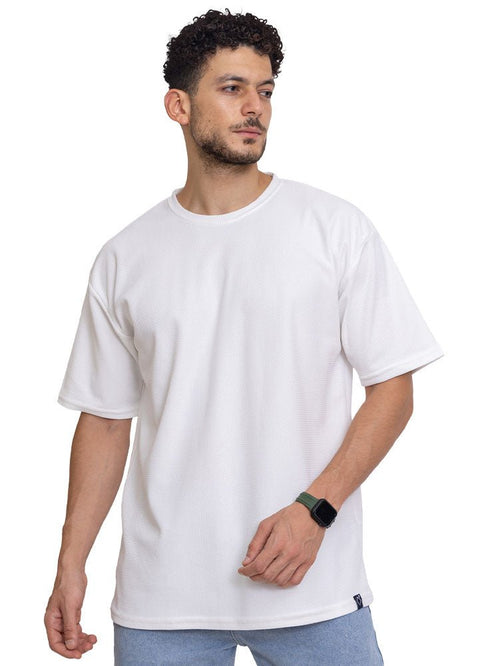 White Rhombus Over Size Round T-Shirt - Khotwh