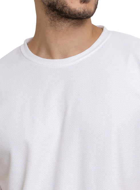 White Rhombus Over Size Round T-Shirt - Khotwh