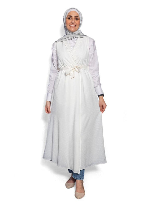 White Robe Cut Dress - Khotwh