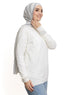 White Round Knit Pullover - Khotwh