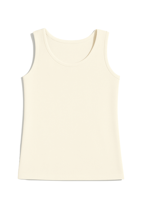 White Round Slim Fit Top - Khotwh