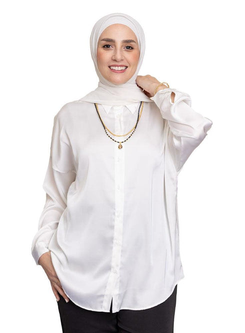 White Satin Blouse - Khotwh
