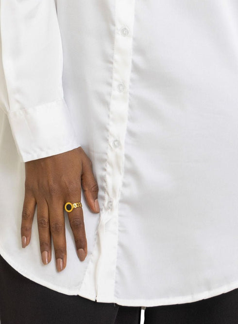 White Satin Over Size Shirt - Khotwh