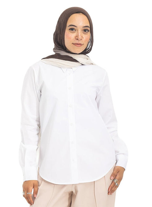 White Short Poplin Shirt - Khotwh