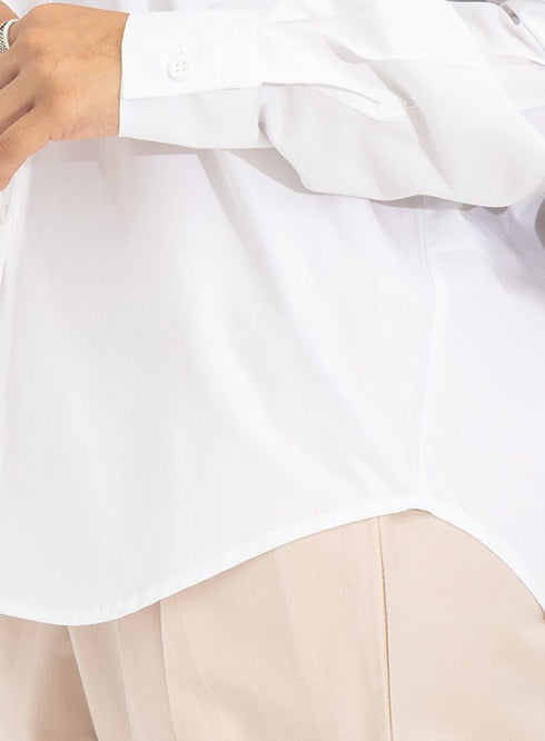 White Short Poplin Shirt - Khotwh
