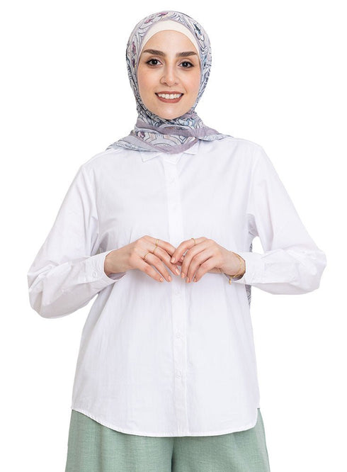 White Short Poplin Shirt - Khotwh