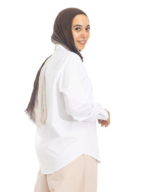 White Short Poplin Shirt - Khotwh