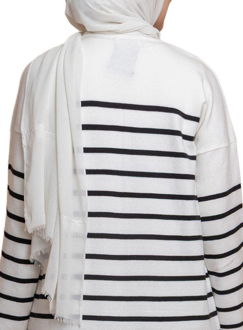 White Short - Striped Dress - Khotwh