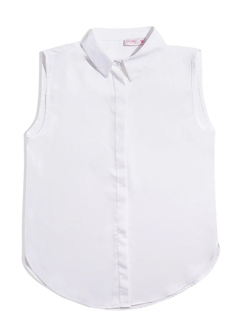 White Sleeveless Basic Shirt - Khotwh
