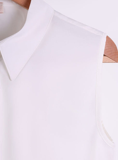 White Sleeveless Basic Shirt - Khotwh