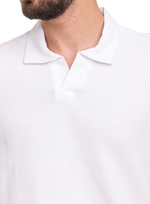 White Squares Polo Neck T-Shirt - Khotwh