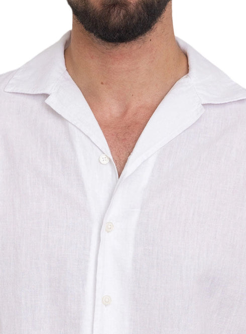 White Tennis Collar Linen Shirt - Khotwh