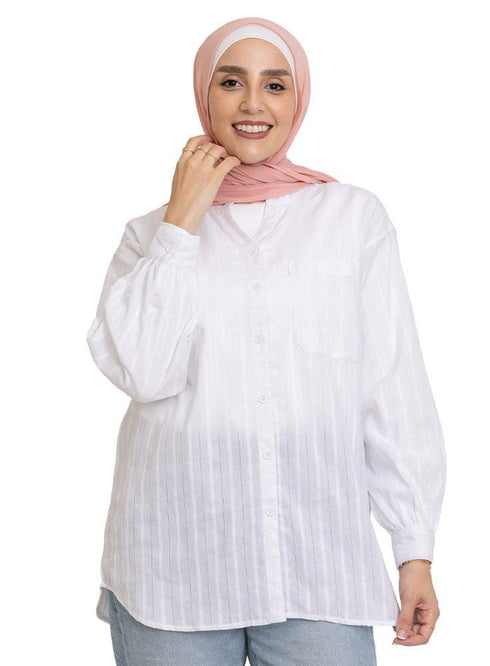 White V - Neck Shirt - Khotwh