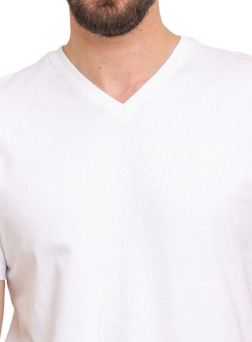 White V - neck T-Shirt - Khotwh