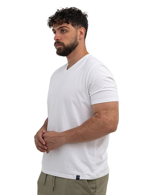 White V-neck T-Shirt - Khotwh