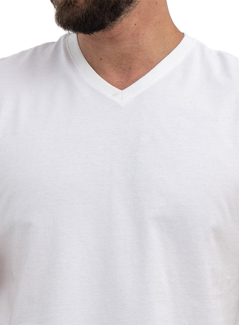 White V-neck T-Shirt - Khotwh