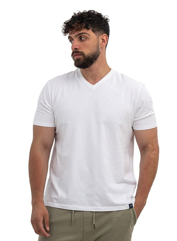 White V-neck T-Shirt - Khotwh