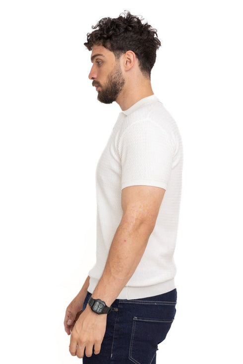 White Zigzag F - S.Knit Polo T-shirt - Khotwh