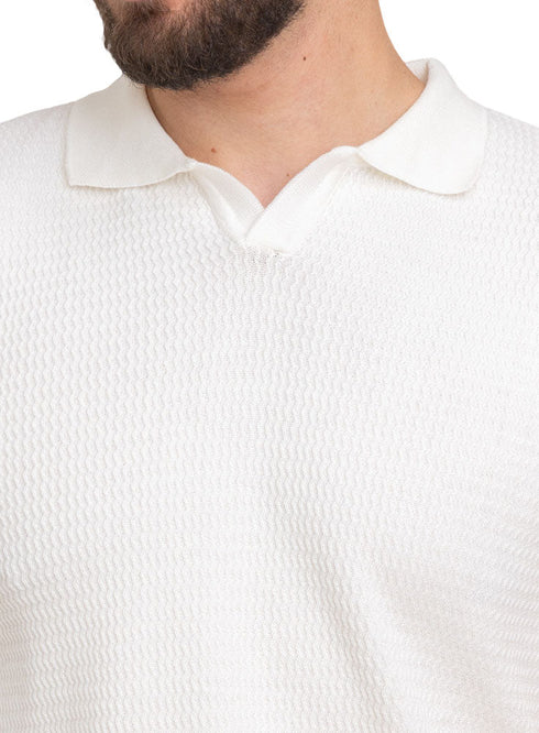 White Zigzag F - S.Knit Polo T-shirt - Khotwh