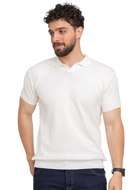White Zigzag F - S.Knit Polo T-shirt - Khotwh