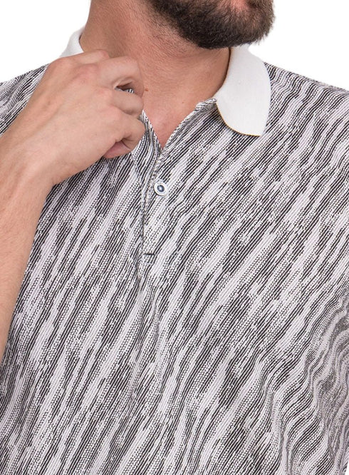 White*Black Printed Polo Design 3 - Khotwh