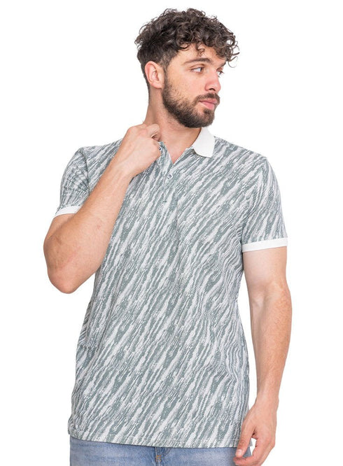 White*Mint Printed Polo Design 3 - Khotwh