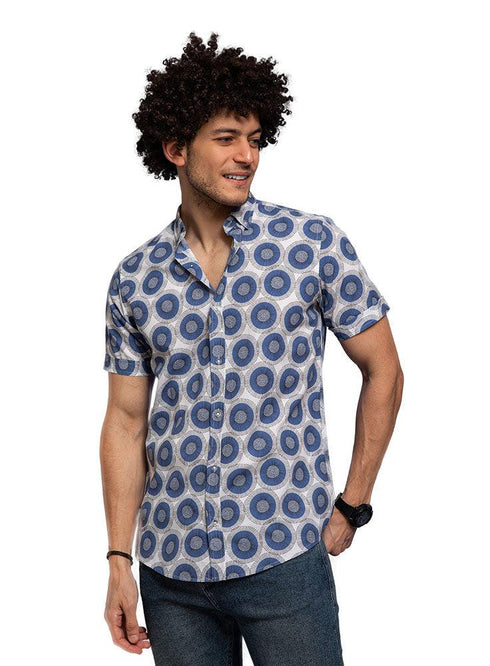 Wide - Flower Blue Half - Summer shirt - Khotwh