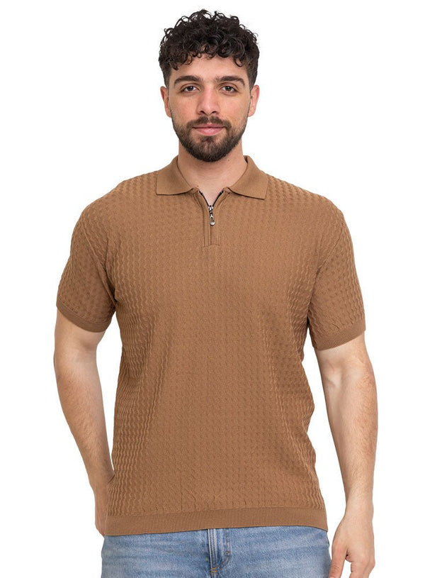 Wood Design 01011Knit Polo Neck Zipper - T-Shirt - Khotwh