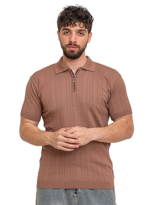 Wood Design 01022Knit Polo Neck Zipper - T-Shirt - Khotwh