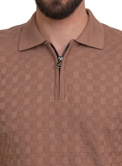 Wood Design 01040Knit Polo Neck Zipper - T-Shirt - Khotwh