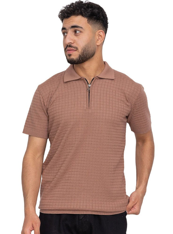 Wood Design 01053Knit Polo Neck Zipper - T-Shirt - Khotwh