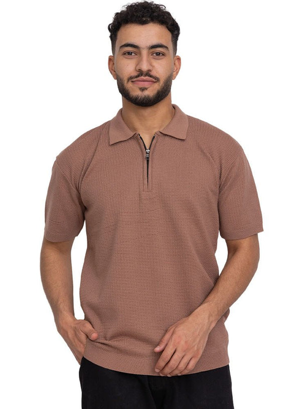 Wood Design 01055Knit Polo Neck Zipper - T-Shirt - Khotwh