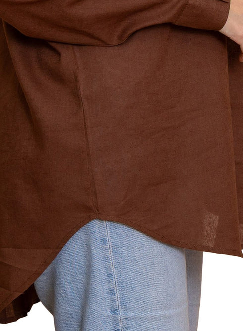 Wood Pocket Over Size Linen Shirt - Khotwh