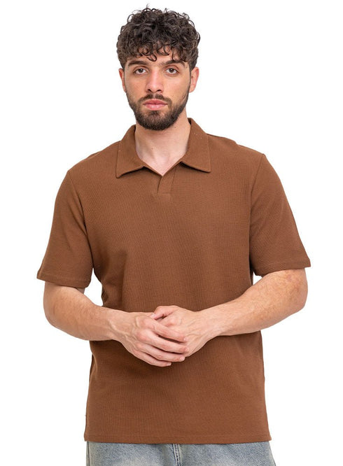 Wood Squares Polo Neck T-Shirt - Khotwh